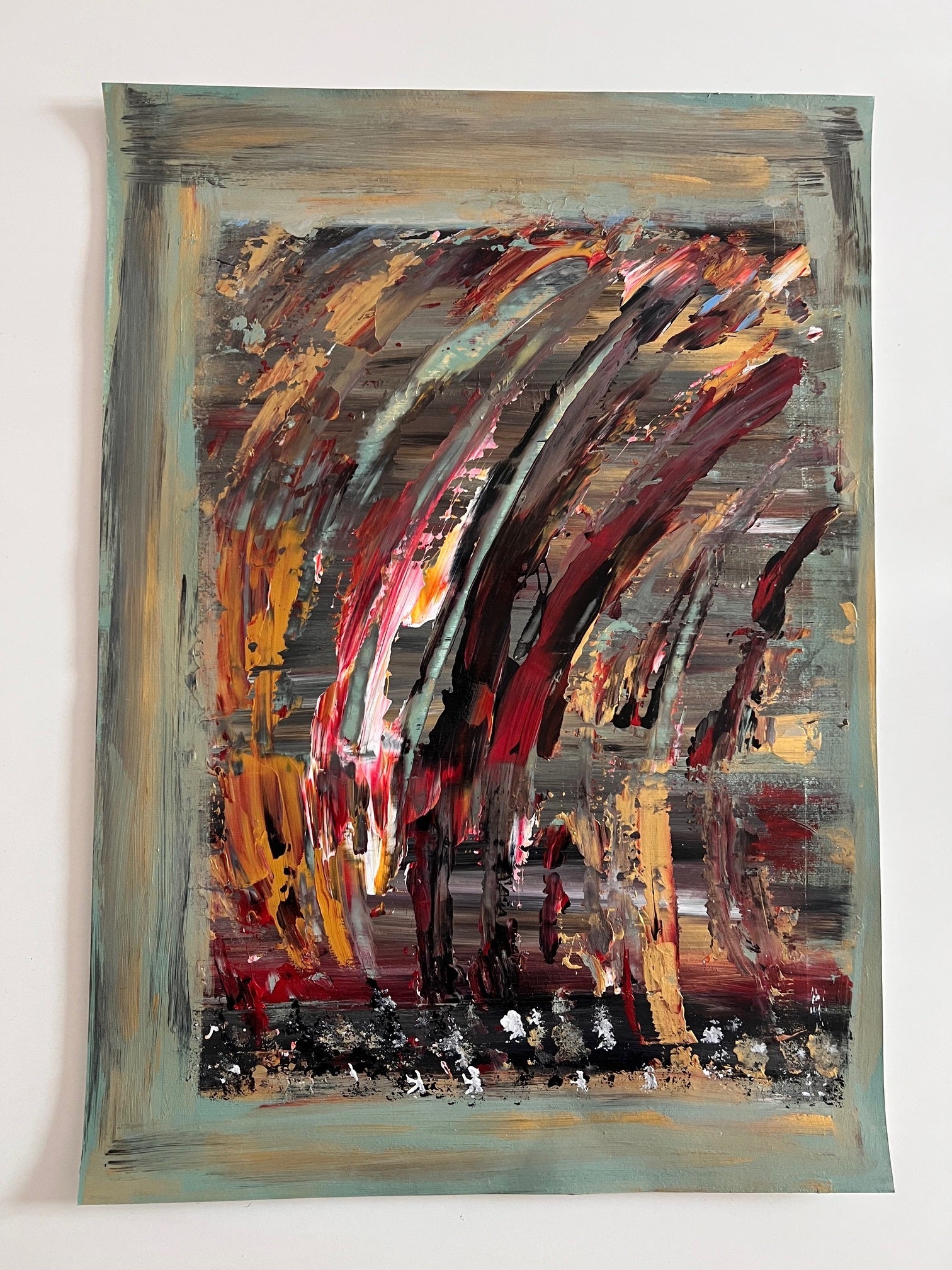 tableau abstrait sur papier fait main 